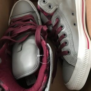 Converse grey/maroon red shoes brand new